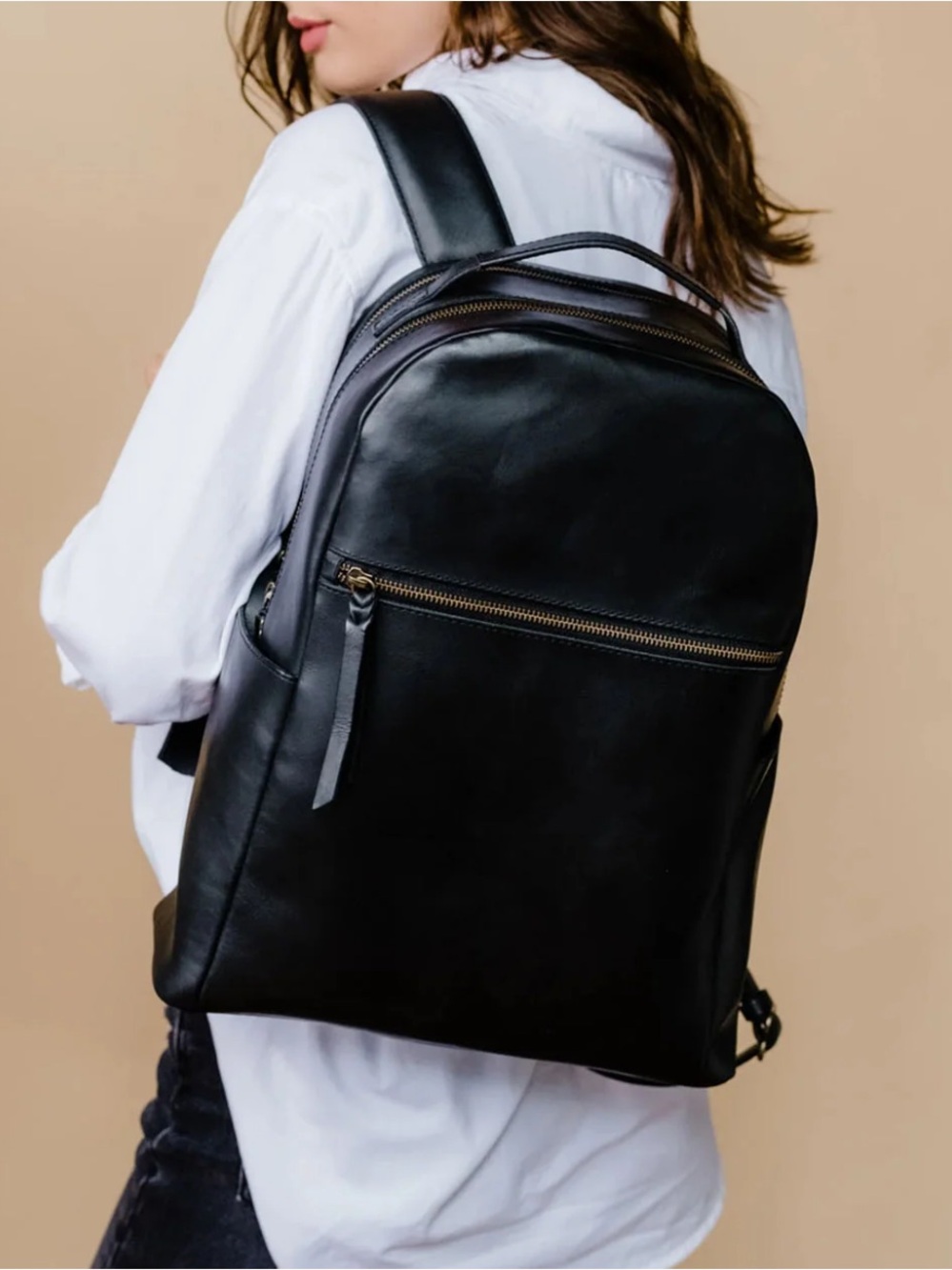Able Alem Leather Black Backpack